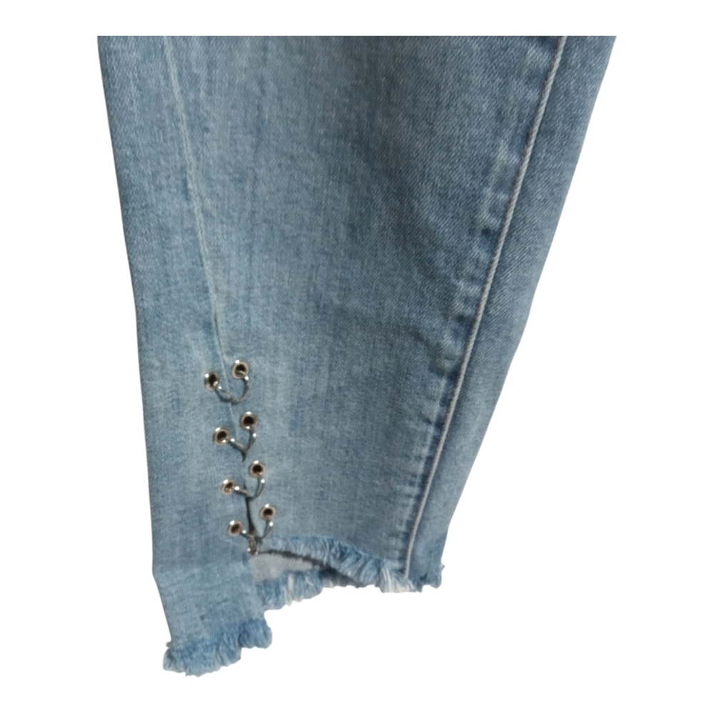 7 For All Mankind Women's Cropped Raw-Hem Studded Button Front Jeans Size 31 - Picture 3 of 9